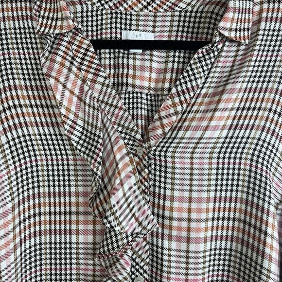 J Jill Glen Plaid Ruffle Placket Blouse‎ Top Multicolor Size Large Tall Feminine - Picture 3 of 11